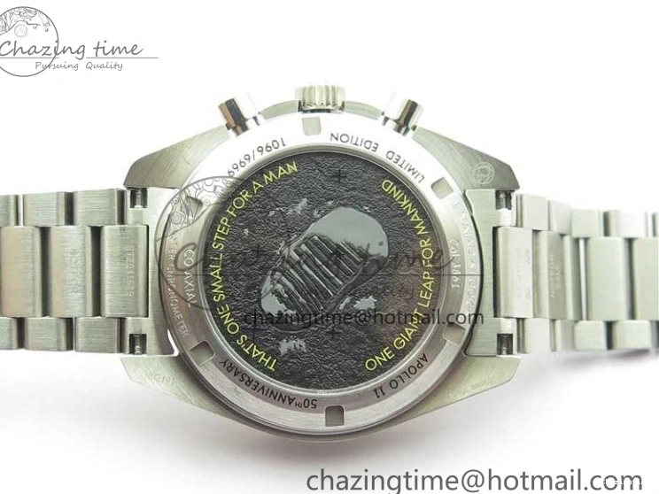 0130 Speedmaster 50th Anniversary of The Moon Landing OMF Best Edition on SS Bracelet Manual Winding Chrono Movement WellDesigned 7891